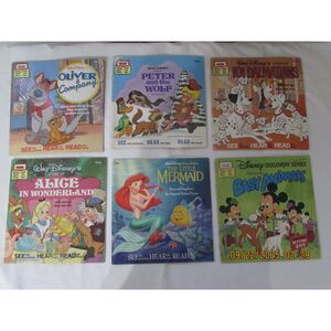 Children's book lot of 6 vintage see hear read Walt Disney Alice 101 dalmatians